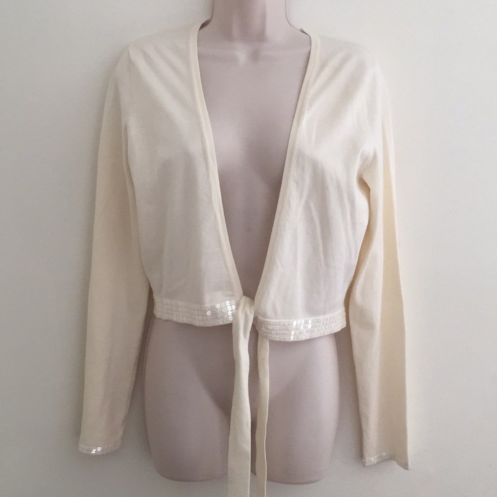 Apostrophe Cream Ballerina Tie Front Cardi NWT